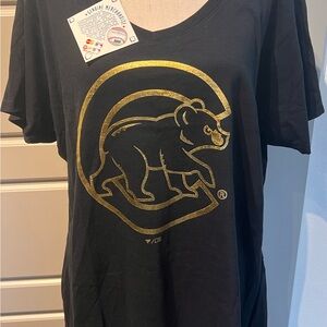 Black T-Shirt with Gold Chicago Cubs Logo